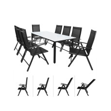 Garten-Sitzgruppe | Bern | 9-tlg. (8 Personen) | Alu & Milchglas | Anthrazit
